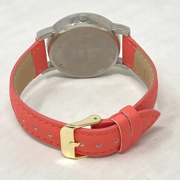 Accutime Owl Watch Women 35mm Silver Tone Coral Faux Leather Glitter New Battery - Picture 11 of 16